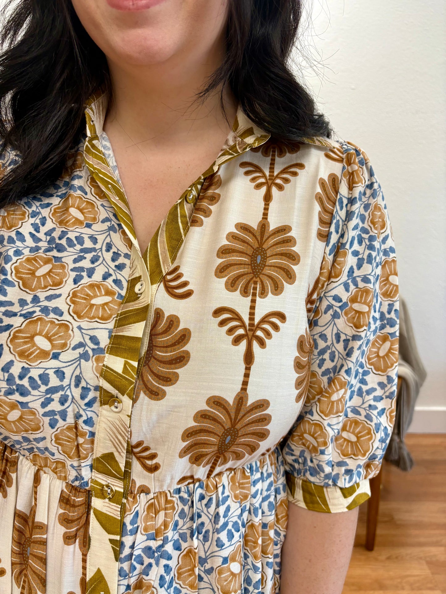 Blue Mix Shirt Dress