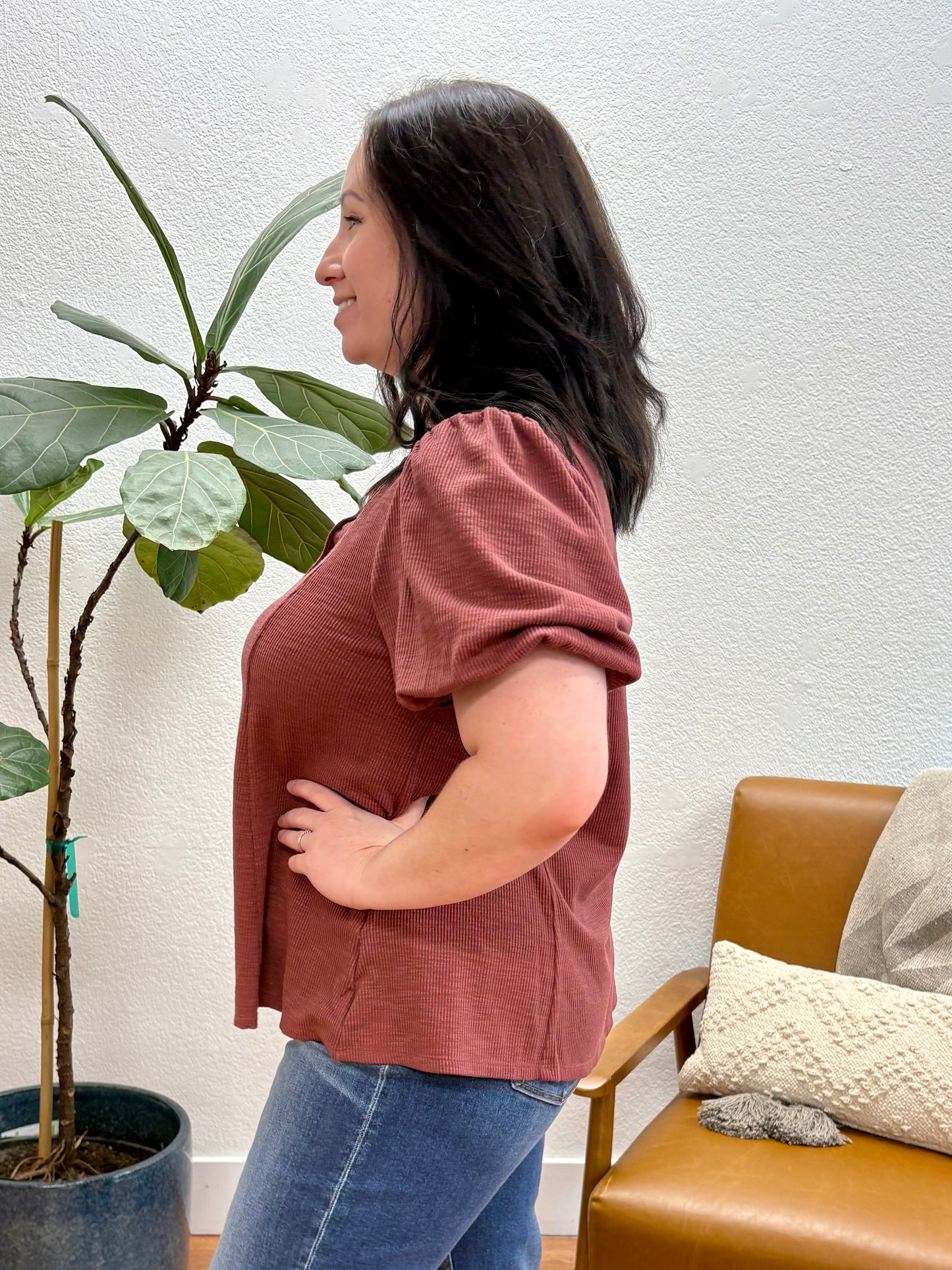 Marsala Button Up Top