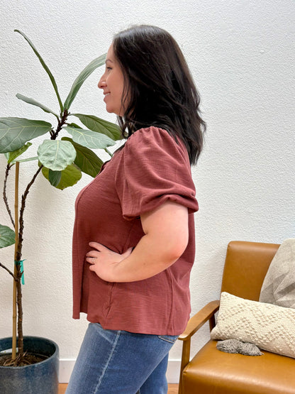 Marsala Button Up Top