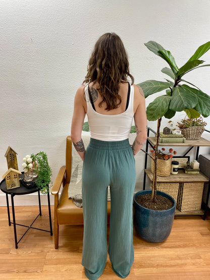 Jade Wide Leg Gauze Pants