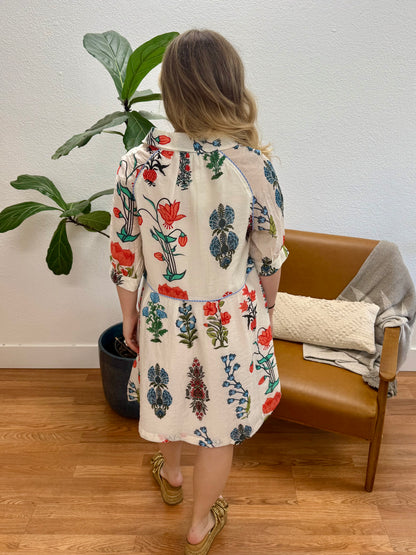 White Floral Shirt Dress