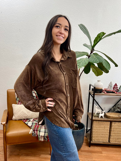 Oversized Brown Corduroy Shacket