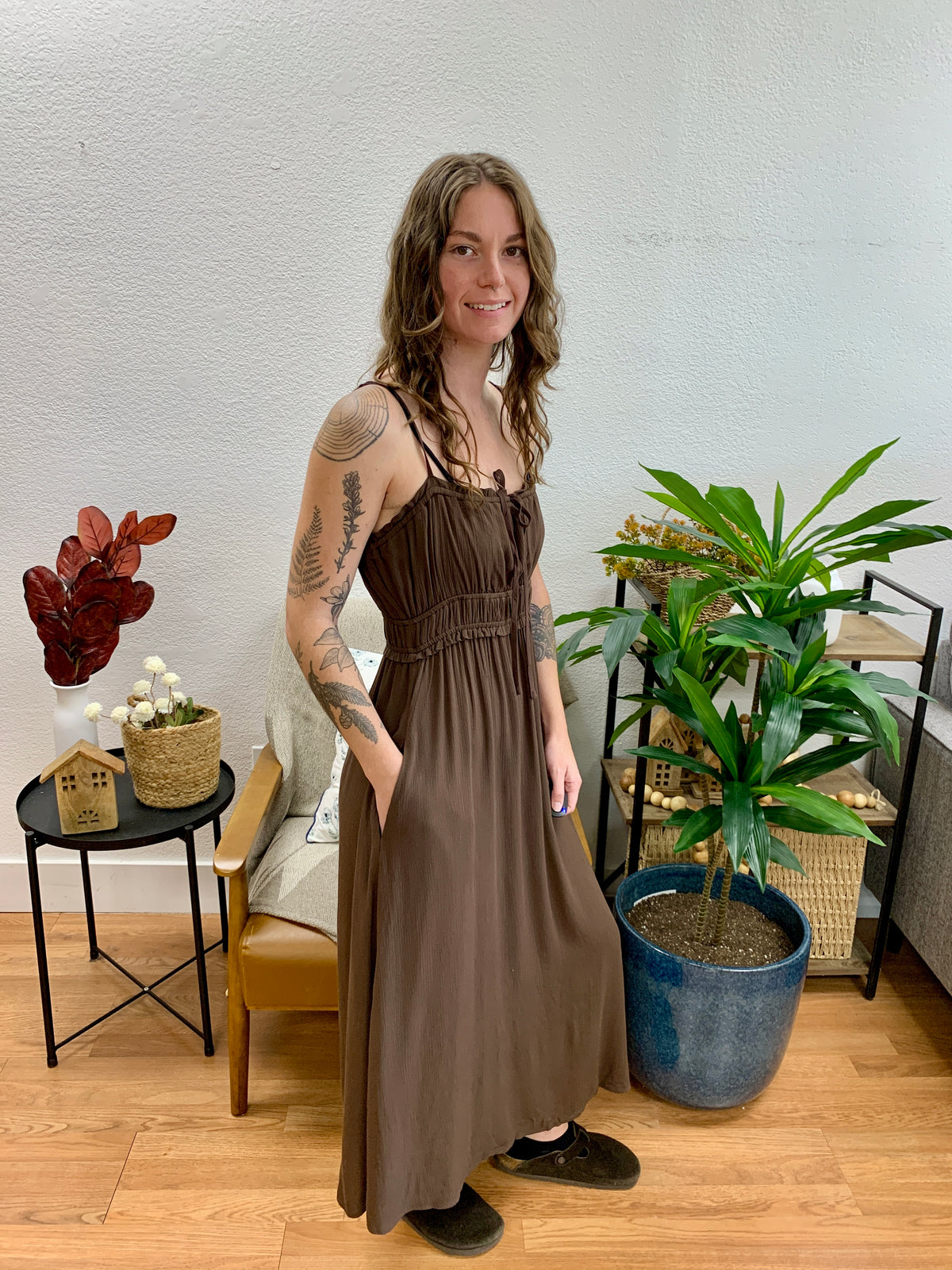 Chocolate Smocked Maxi Dress
