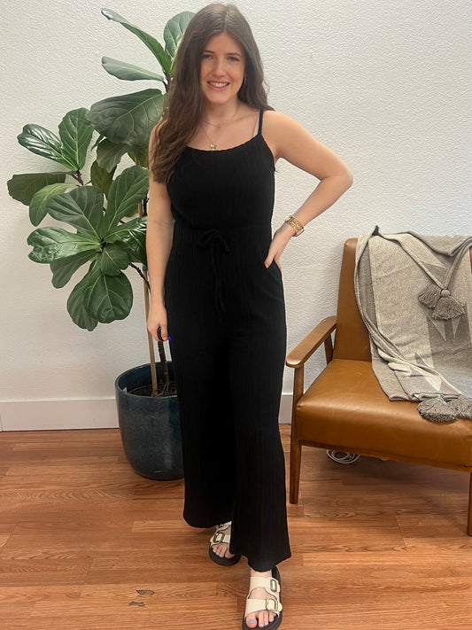 Black Frenchy Tie Front Cami Jumpsuit