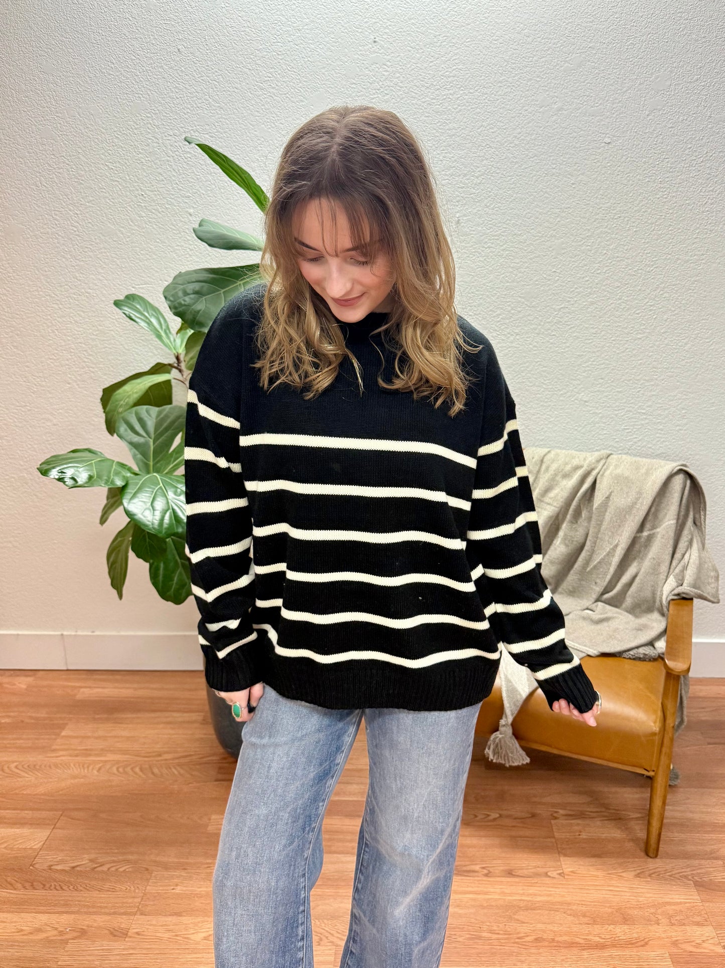 Lightweight Black Striped Sweater