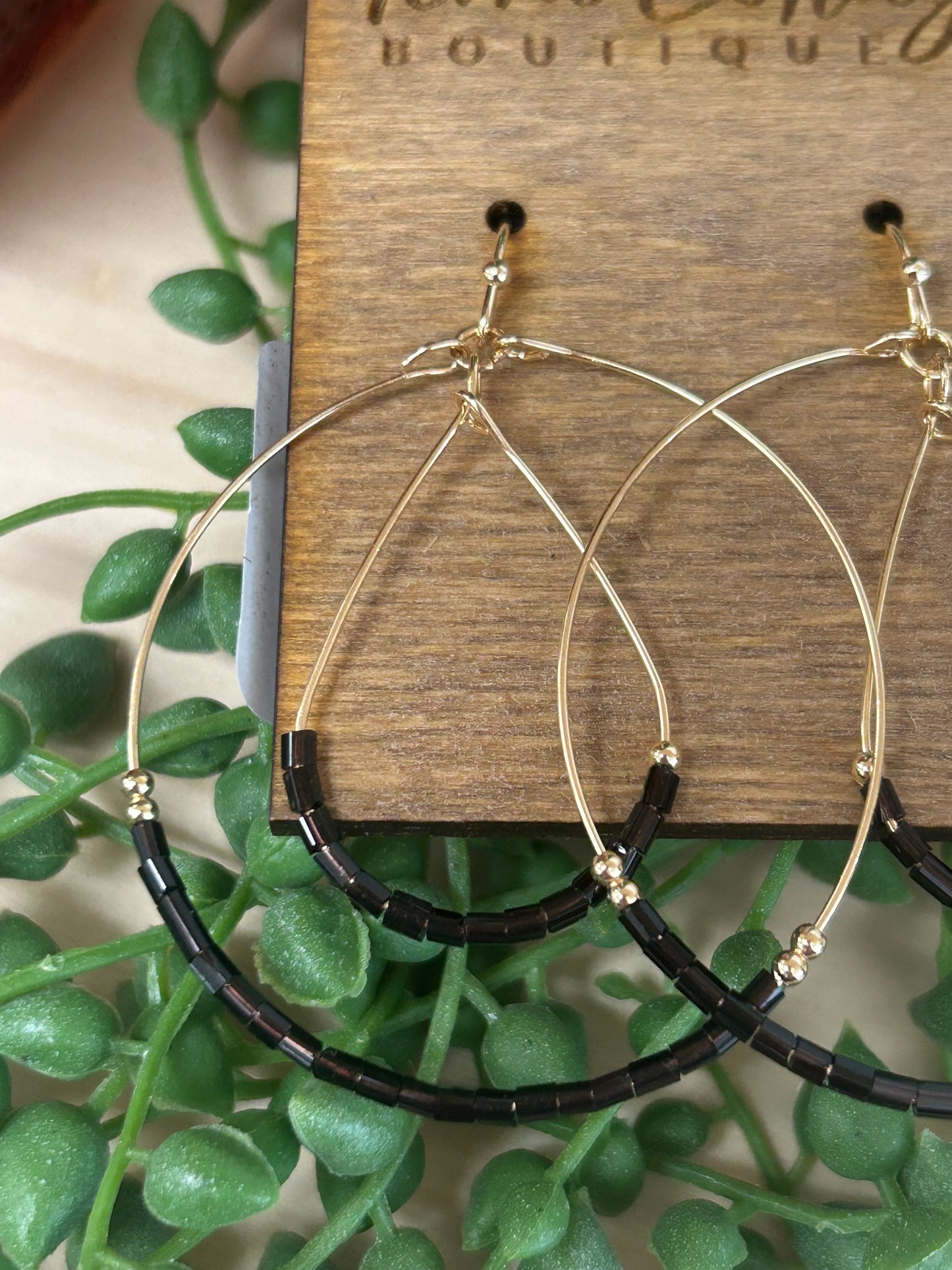 Glass Beaded Hoop And Tear Layered Dangle Earrings