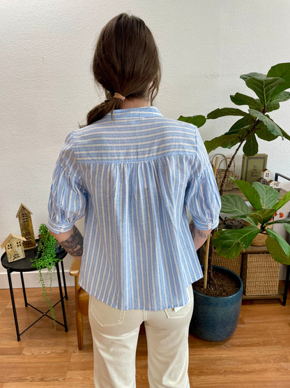 Striped V Neck Blouse