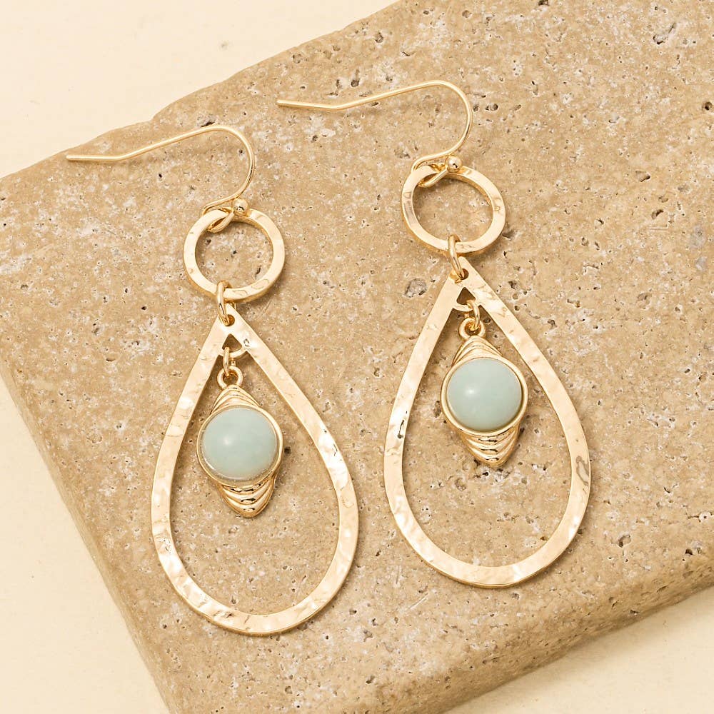 Earth Stone Stud Teardrop Dangle Earrings - Terra Cottage