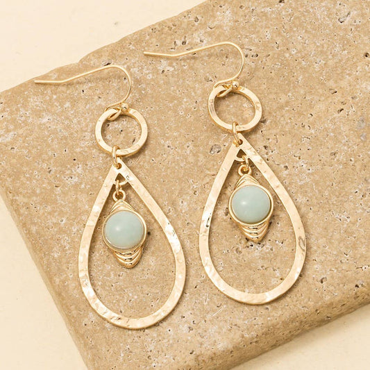 Earth Stone Stud Teardrop Dangle Earrings - Terra Cottage