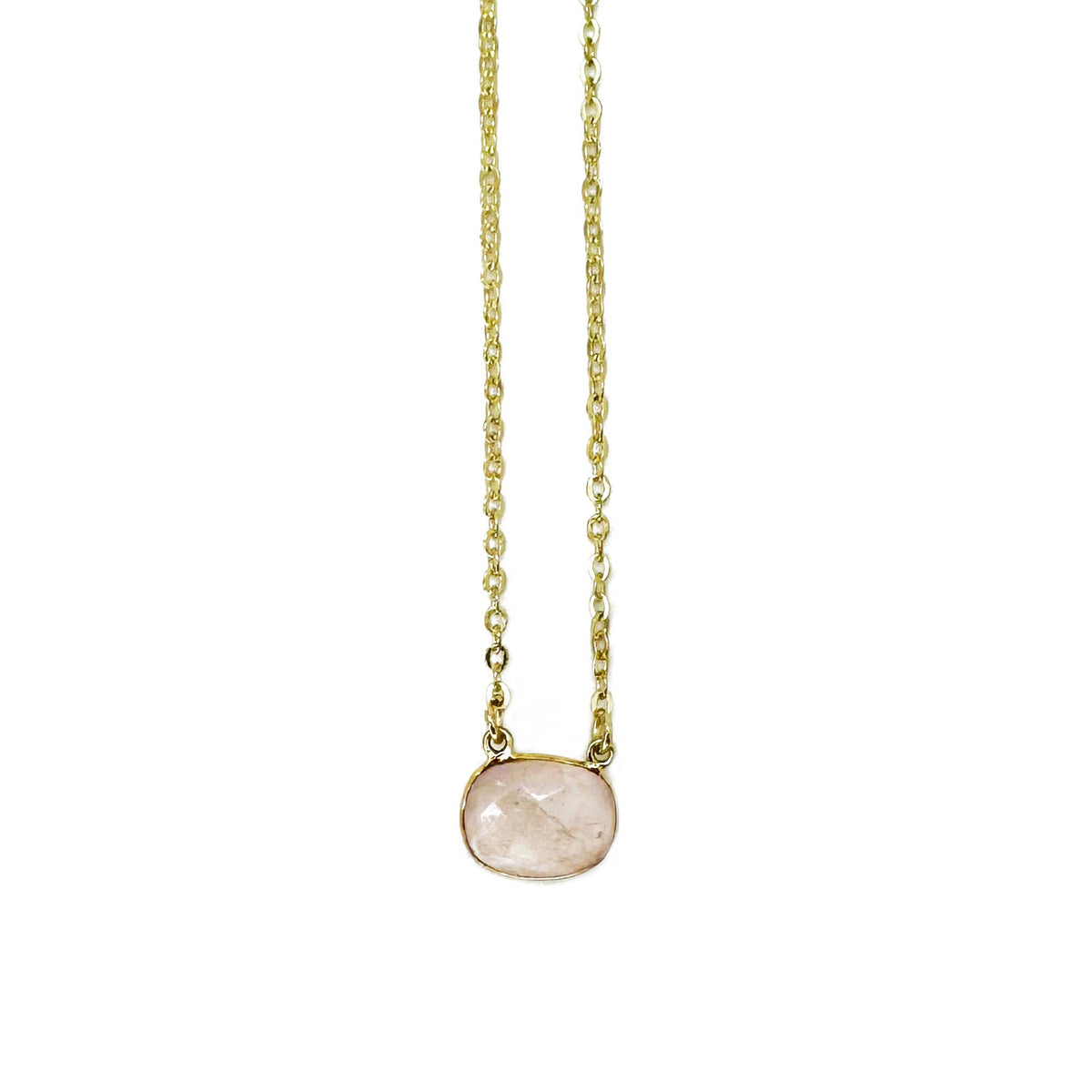Gold Plated Necklace - Rose Quartz