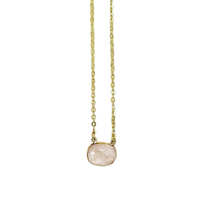 Gold Plated Necklace - Rose Quartz