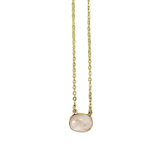 Gold Plated Necklace - Rose Quartz