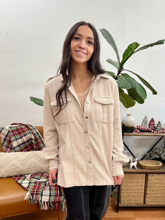 Oatmeal Corduroy Shacket