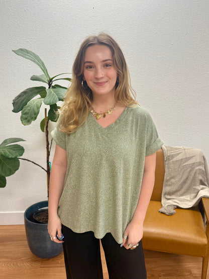 Light Olive Soft Melange Tee