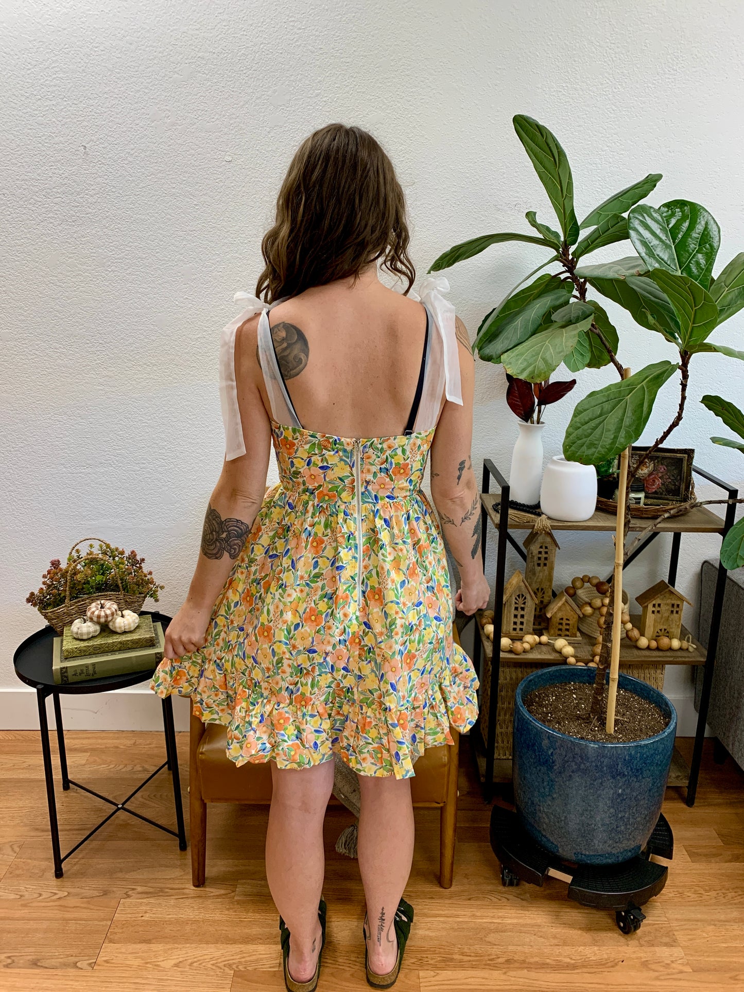 Orange Floral Mini Dress