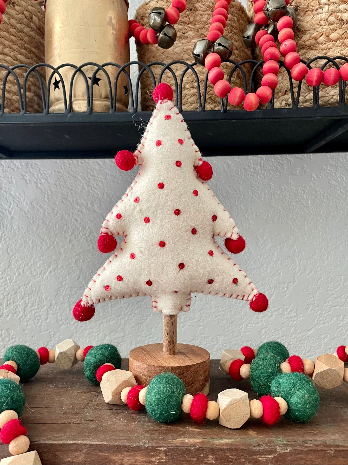 Handmade Wool Felt Tree w/ Embroidery