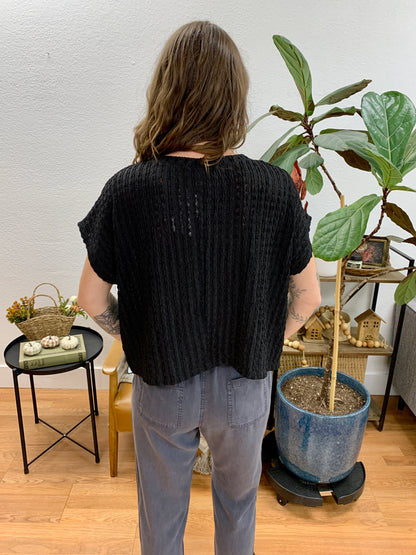 Black Drop Shoulder Top