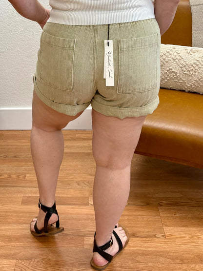 Olive Drawstring Shorts
