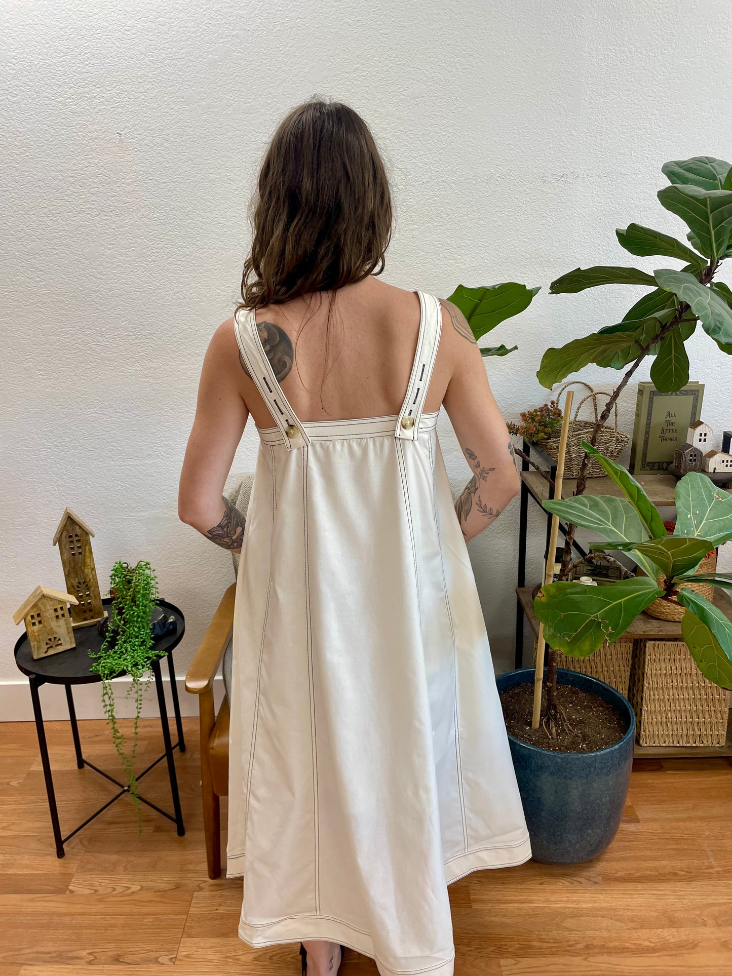 White Lace Front Midi Dress
