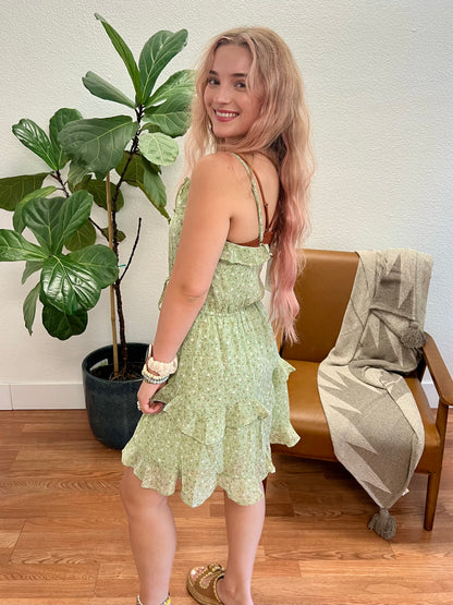 Sage Floral Cami Mini Dress