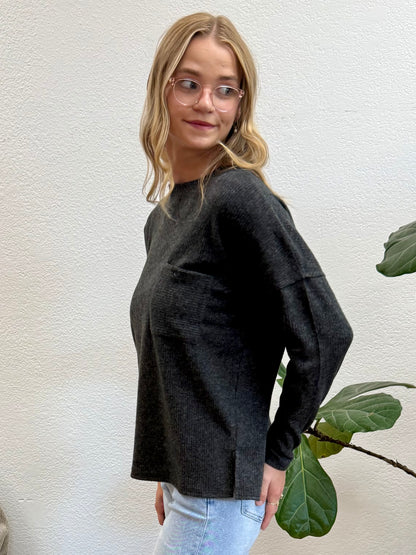 Black Ribbed Hacci Sweater