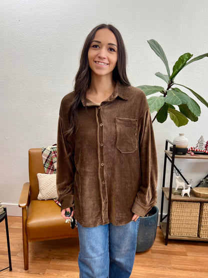 Oversized Brown Corduroy Shacket