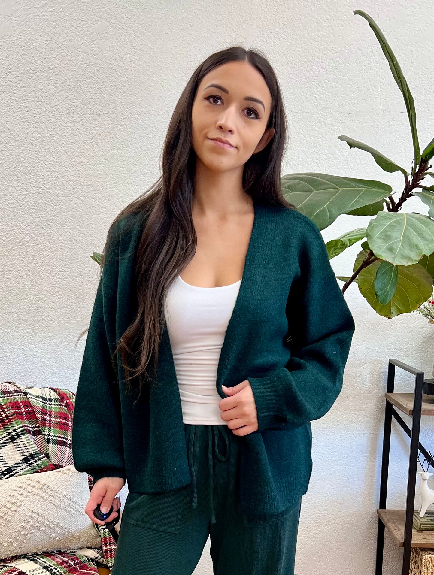 Peacock Chunky Open Cardigan