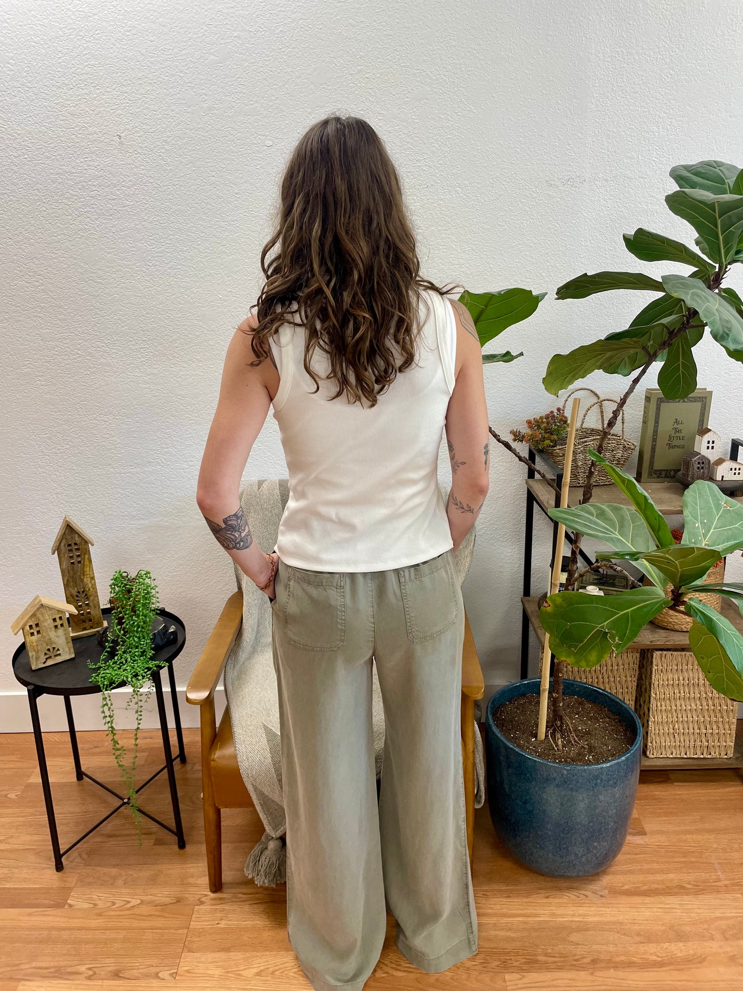 Olive Lightweight Tencel Pants