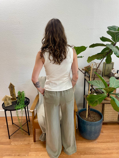 Olive Lightweight Tencel Pants