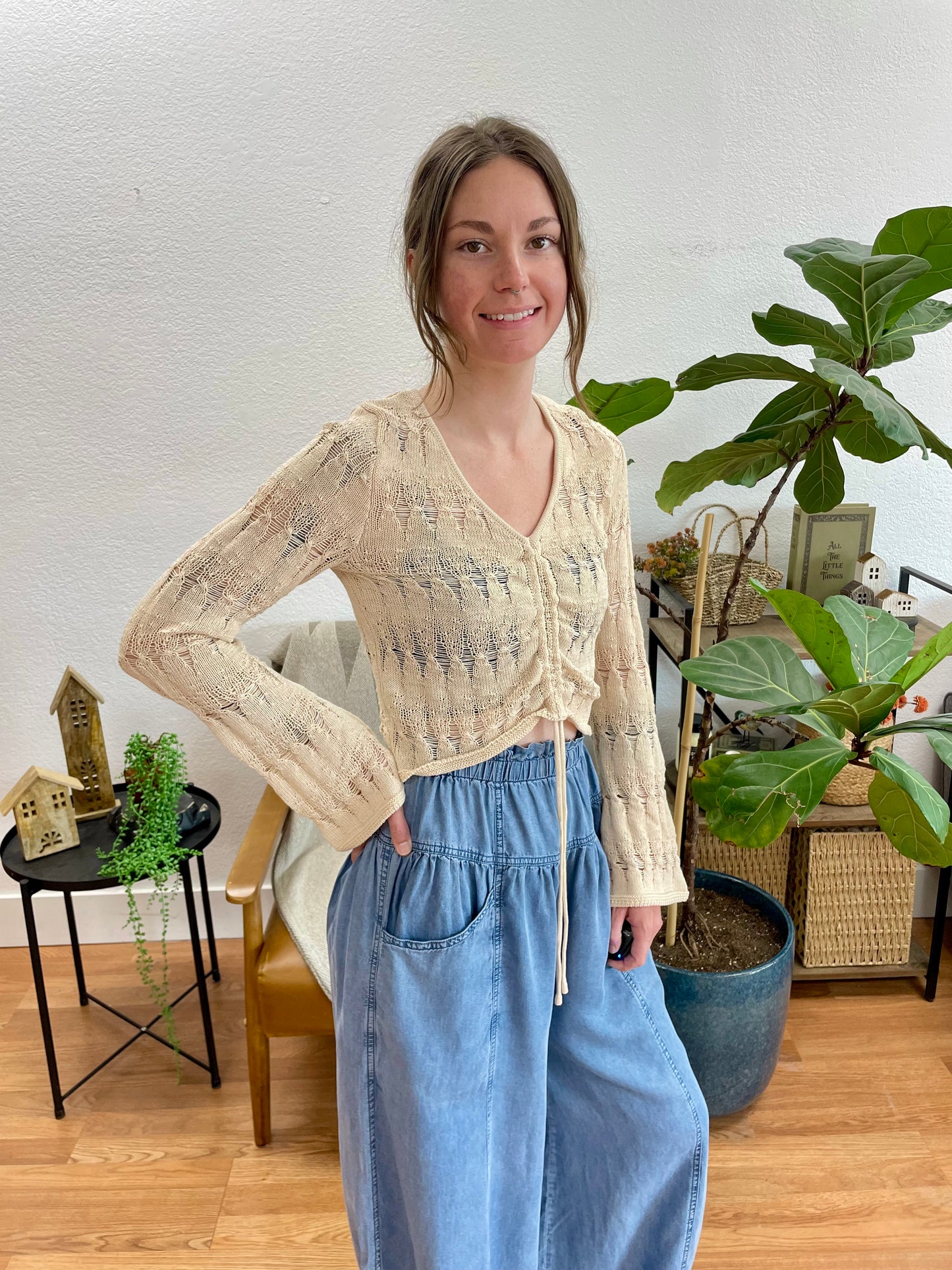Crochet Cinch Front Sweater