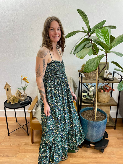 Black Floral Button Front Dress