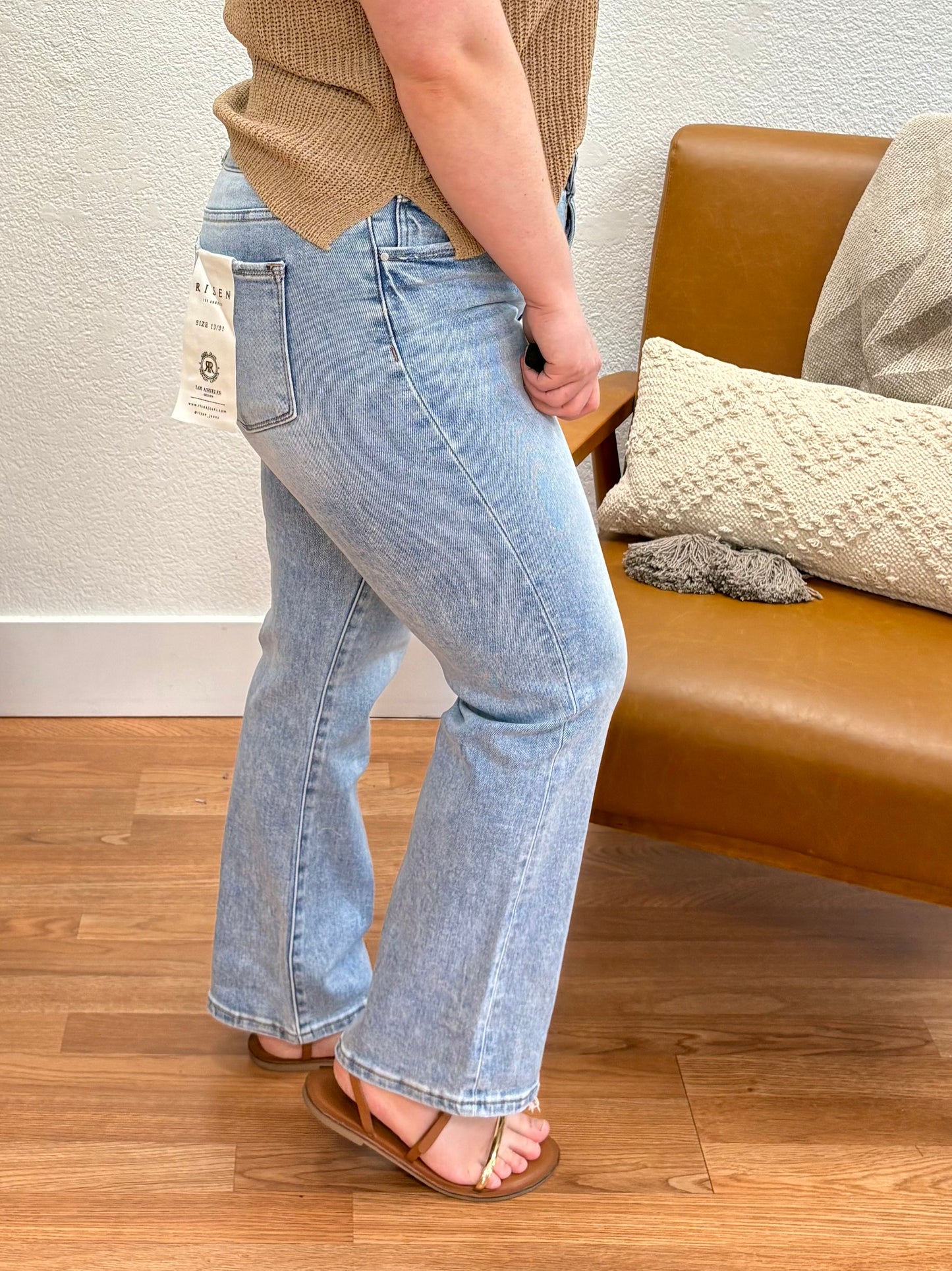 RISEN Medium Low Rise Crop Slim Straight Jeans