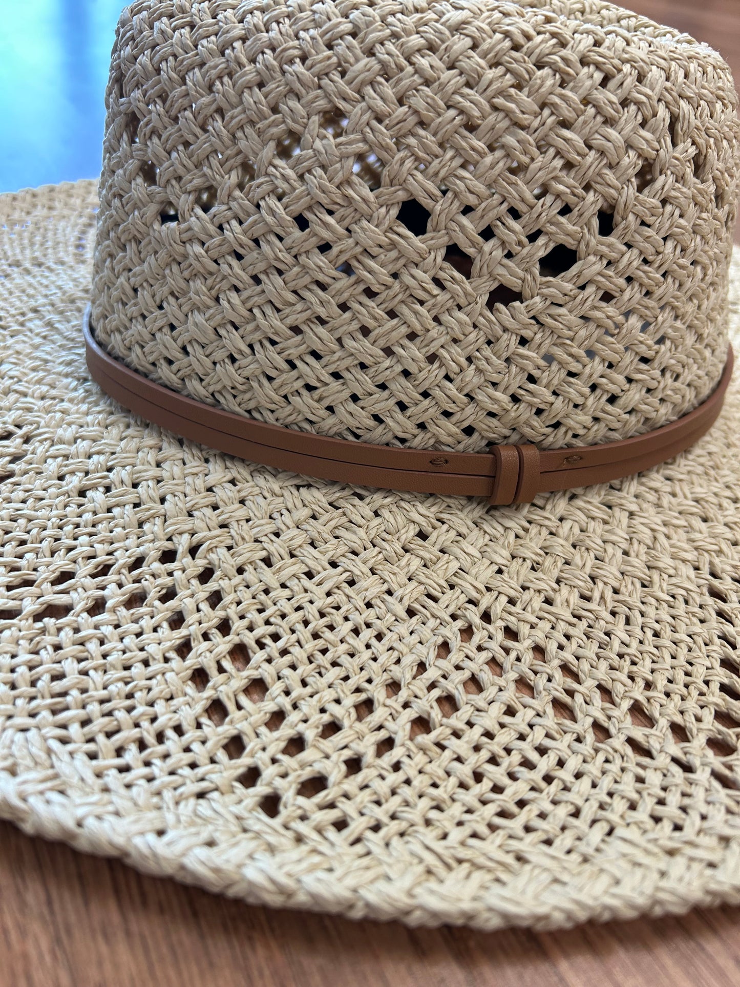 Wide Brim Eyelet Panama Hat