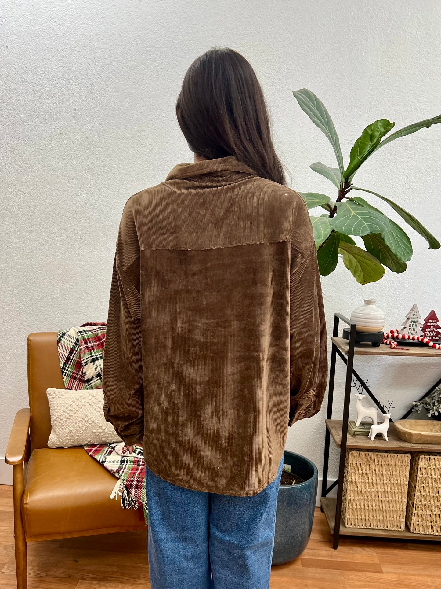 Oversized Brown Corduroy Shacket