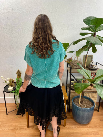 Black Lace Hem Skirt