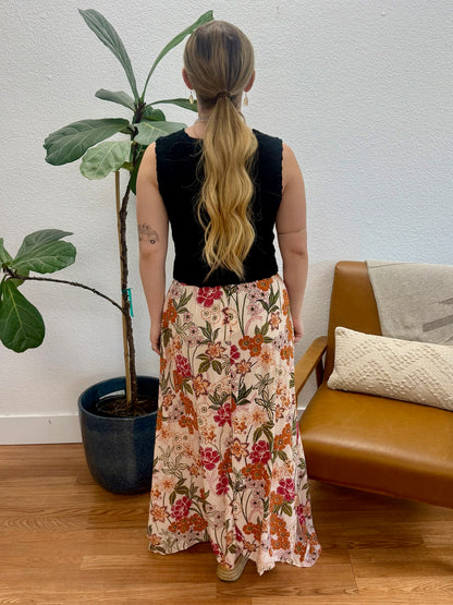 Birch Printed A Line Maxi Skirt