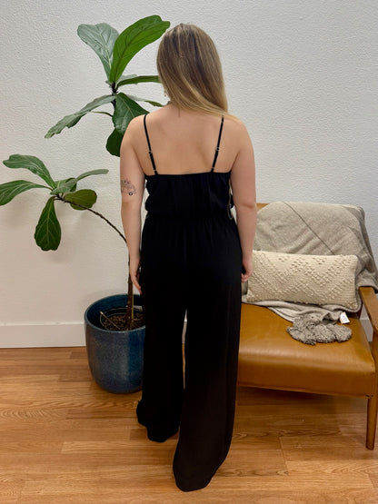 Black Crinkle Cami Jumpsuit