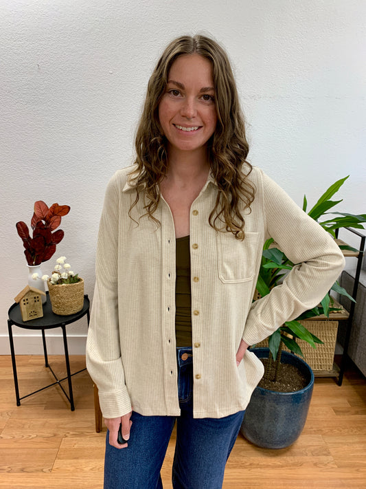 Oatmeal Collared Stripe Top