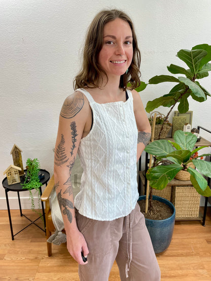 White Textured Vest Top