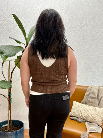 Brown Button Down Sweater Vest