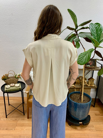 Ecru Dolman Button Up Blouse