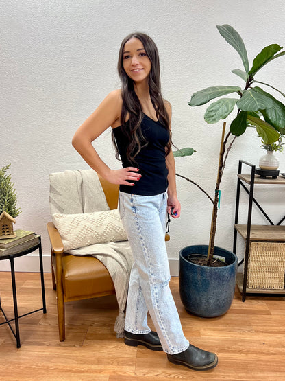 Mica Argentinian Blue High Rise Straight Leg Jeans