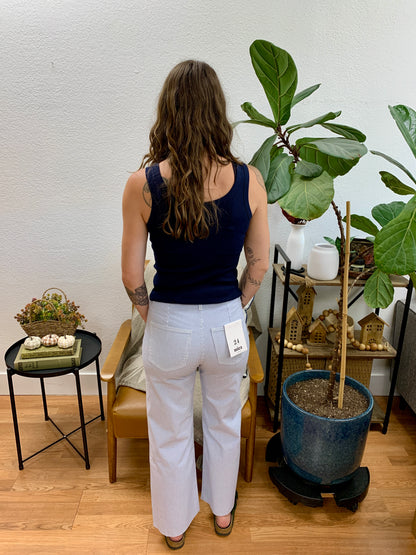Mica Pinstripe Wide Leg Crop Jeans