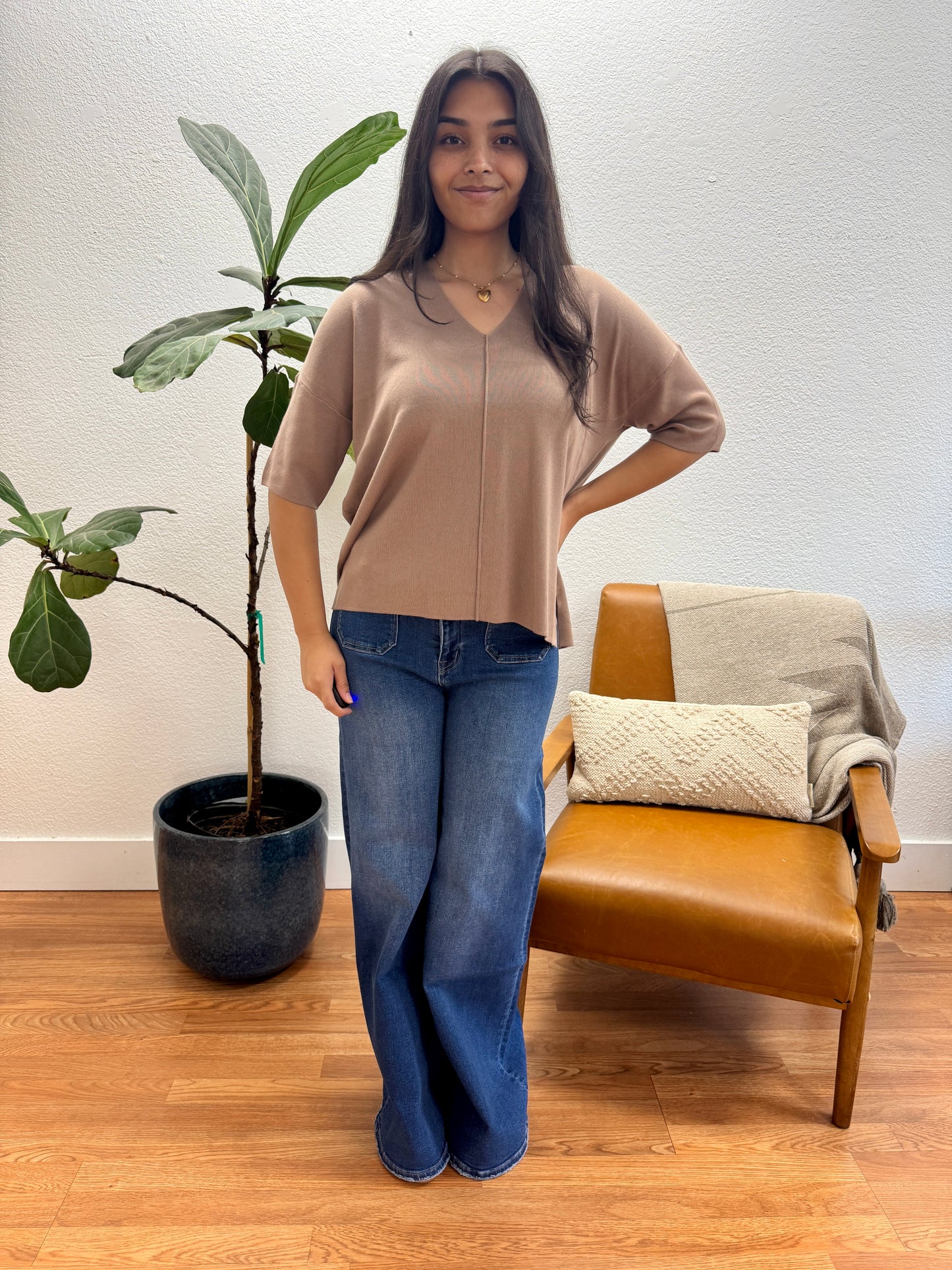 Mocha Drop Shoulder Sweater