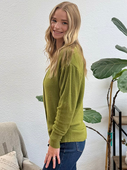 Olive Center Seam Cozy Sweater