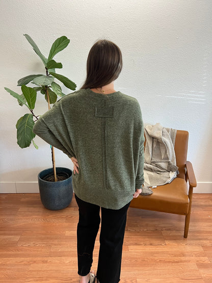 Olive Brushed Dolman Sweater