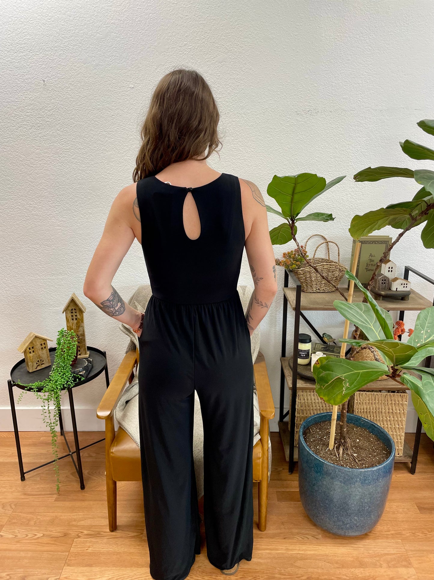 Black Wide Leg Corset Jumpsuit