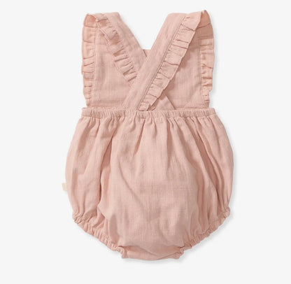 Girls Pink Check Baby Romper