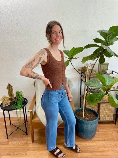 Mica Bleu De France Wide Leg Crop Jeans