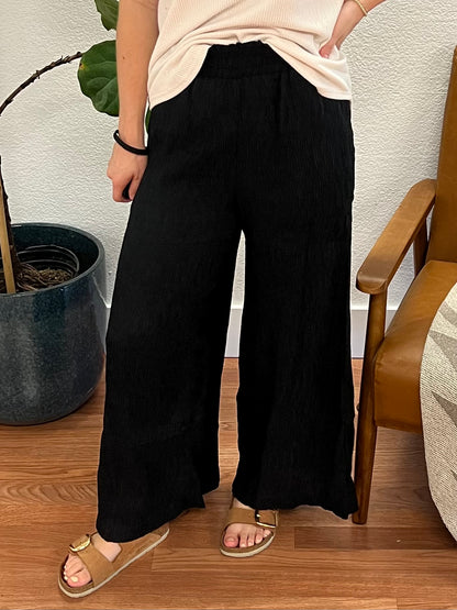 Black Crinkle Flowy Pants